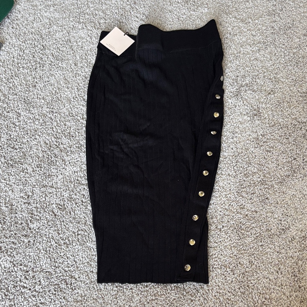 Superdown Black Pencil Skirt with Button Accents